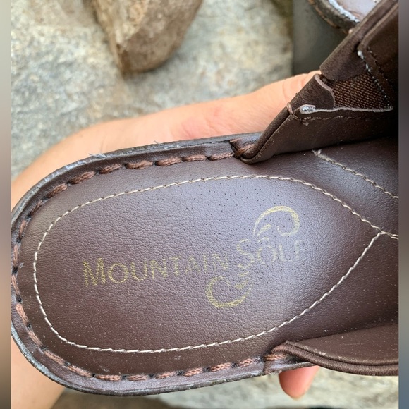 Brown Leather Clogs Mules Size 8 Mountain Sole Chic Baby Doll Grunge 90’s Y2K - Picture 4 of 8